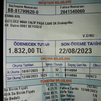 İBB - İstanbul Büyükşehir Belediyesi Su Faturamın Yüksek Gelmesi