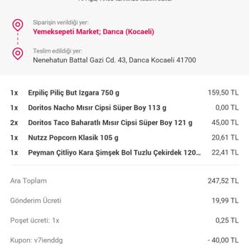 Yemeksepeti Market Eksik Ürün Getirmesi
