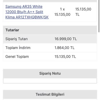 Ev Bazaar AVM Online Klima Satın Alma Sorunu