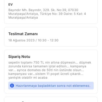 Migros Sanal Market Sipariş Notuma Dikkat Etmedi Ve Mağduriyet Oluştu