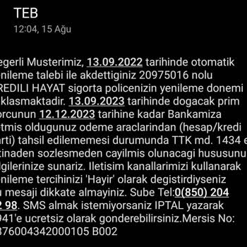 TEB Vadesi Bitecek Kredinin Sigorta Poliçelerini Yeniliyor!