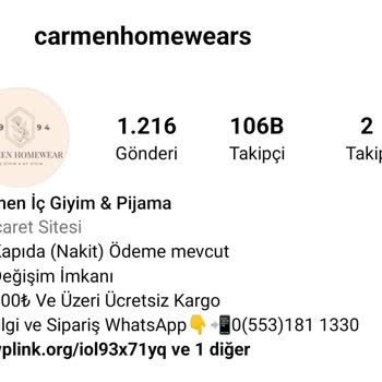 Carmenhomewears (Instagram) Instagram Carmen İç Giyim Ade Almıyor