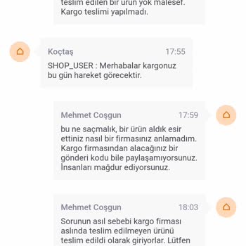 Koçtaş Uygulamasından Siparişim Teslim Edilmedi