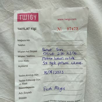 Twigy 2 Günde Kopan Terliği İade Yapmıyor.
