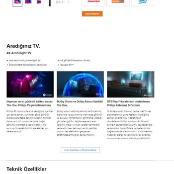 Philips TV Philips 75PUS8808 Dahili Ambilight+Hue Yalanı