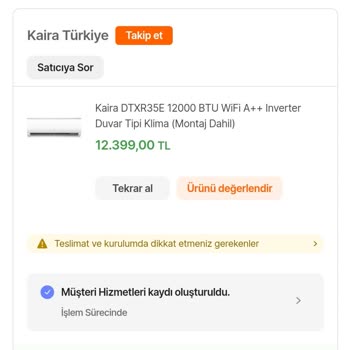 Kaira Klima Klima Kurulum Yapılmadı