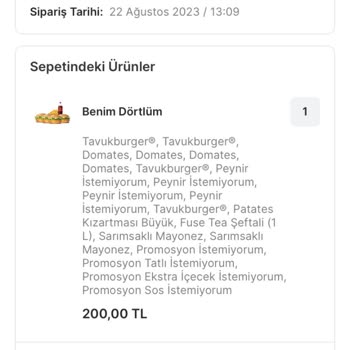 Migros Yemek Teslim Sipariş İptali