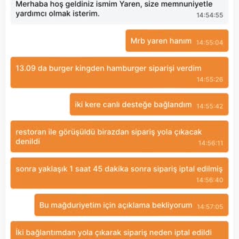 Migros Yemek Teslim Sipariş İptali