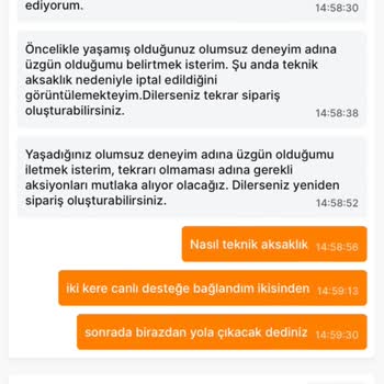 Migros Yemek Teslim Sipariş İptali