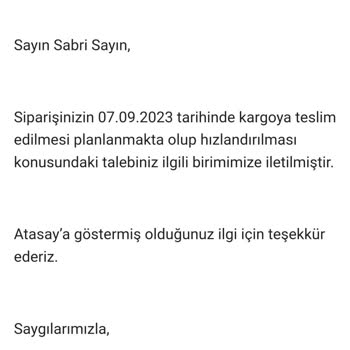 Atasay Kuyumculuk Hediyelik Eşyayı 1 Ay Sonraya Teslim Edebilirlermiş