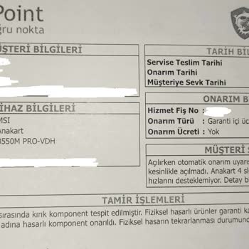 MSI Türkiye Bozuk Ürünün Değişim İşleminin Yapılmaması.