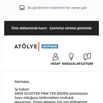 Decathlon Ürün Teslimat İçin Yanlış Mail Gönderildi