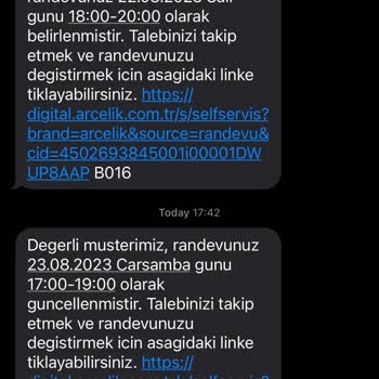 Arçelik Yetkili Servisi Onaysız Randevu Değişikliği