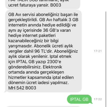 Vodafone GB Avı İptal İadesi