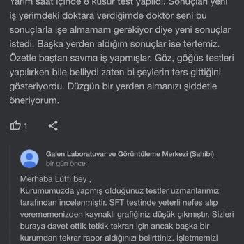 Galen Laboratuvar Ve Görüntüleme Merkezi Yanlış Sonuçlar Verildi