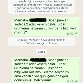 Vav Pratik Eksik İçin Ürün Sipariş İptali Veya Para İadesi