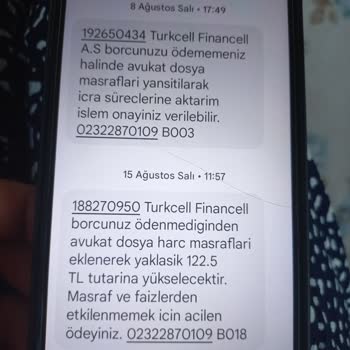 Turkcell Financell'den Sürekli Mesaj Geliyor. Borç Görünüyor Deniliyor