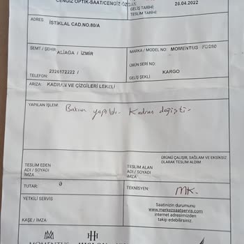 Momentus Marka Saat Garantisi