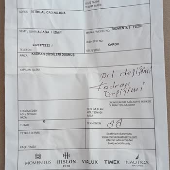 Momentus Marka Saat Garantisi
