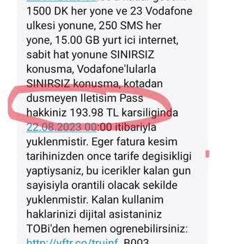Vodafone Habersiz Farklı Tarife Uygulaması