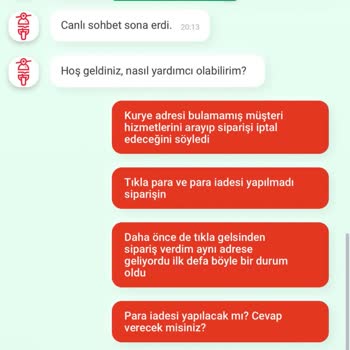 Tıkla Gelsin Canlı Destek Cevap Vermiyor Para İadesi Yapmıyor