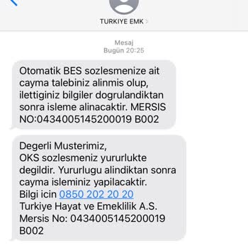 Türkiye Hayat Emeklilik BES İptali Oks Sözleşmesi Yürürlükte Değildir
