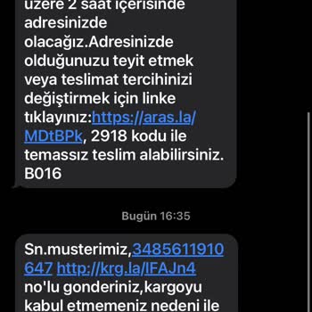 Aras Kargo İş Yapmıyor, Yanlış Mesaj Atıyor
