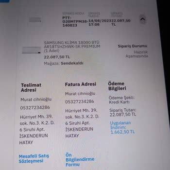 Sendekaldi.com Ürün İptalinden Oluşan Mağduriyet.