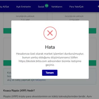 Bitlo Borsası Hesabıma Benden Habersiz Bloke Koydu