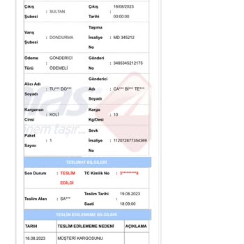 Aras Kargo Kargo Elime Ulaşmadı