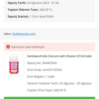 Sagliksepeti.com Çiçek Sepeti Sebepsiz Sipariş İptali!