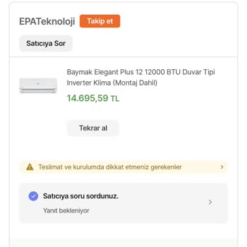 Baymak Klima Yanlış Ve Defolu Ürün