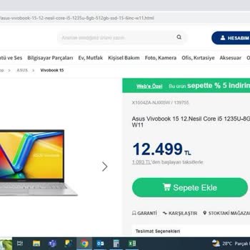 Vatan Bilgisayar Sepette Fiyat Artıyor
