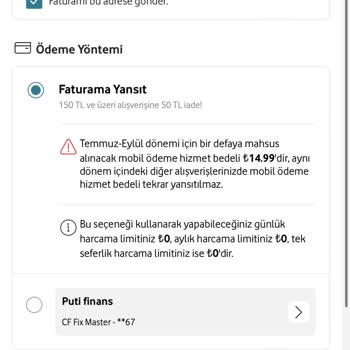 Vodafone Mobil Ödeme Faturama Yansıt