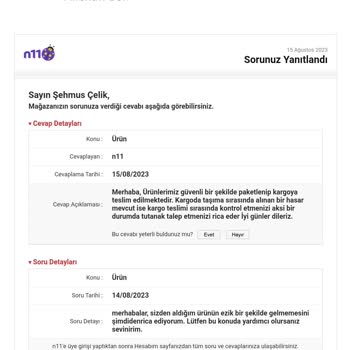 N11 Stanley Marka Termosun Ezik Bir Şekilde Gönderilmesi