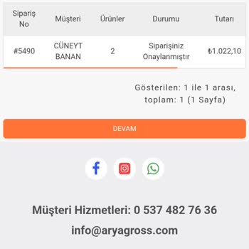 Arya Gross Siparişim Gelmedi