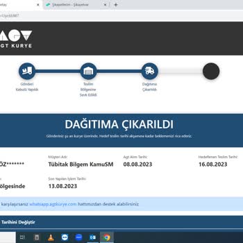 AGT Kurye (aynigunteslim.com) Teslim Tarihi 6 Gün Geçti Tarafıma Ulaşmamıştır Dönüşte Sağlanmamıştır