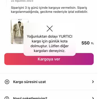 Gardrops Yurtiçi Kargo Sınırsız Kota Demesine Rağmen Kod Vermiyor