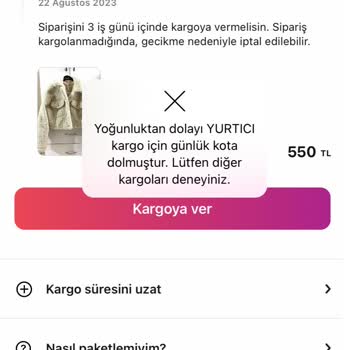 Gardrops Yurtiçi Kargo Sınırsız Kota Demesine Rağmen Kod Vermiyor