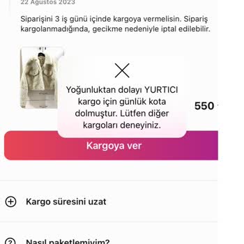 Gardrops Yurtiçi Kargo Sınırsız Kota Demesine Rağmen Kod Vermiyor