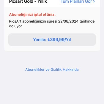 PicsArt Üyeliği Bilgim Dışında Yıllık Ücret Aldı Kartımdan