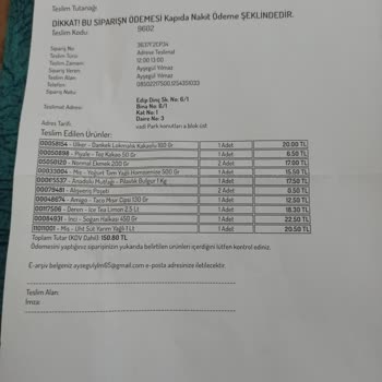 Cepte Şok Eksik Sipariş