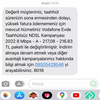 Vodafone Evde İnternet Başvurum Harici Onaysız Başka Tarifeye Geçirdi