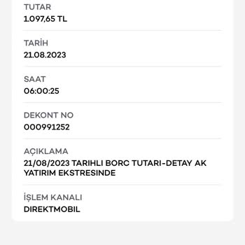 Akbank Yatırım Borç Alacak