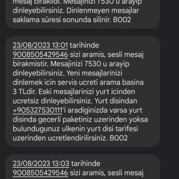 08505429546 Numaradan Sürekli Vodafone'un Araması