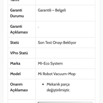 Xiaomi Robot Süpürge Değişimi