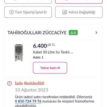 Pazarama Sitesinden Tahiroğlu Züccaciye Den Aldığım Kabel Sulu Klima