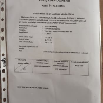 Uğur Okulları Okul Ücret İade