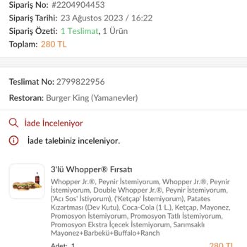 Burger King Siparişimden Kurt Çıktı