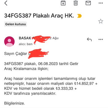 Getir Araç Tarafından Kasko Dosyası Açılmadan Yansıtılan Haksız Bedel
